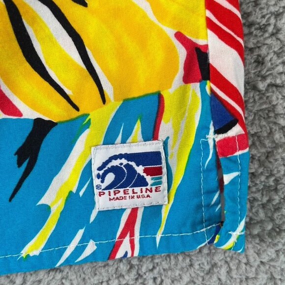 Pipeline USA‎ Mens M 32/34 Vintage Surf Trunks Board Shorts Floral USA 90s - Picture 4 of 7